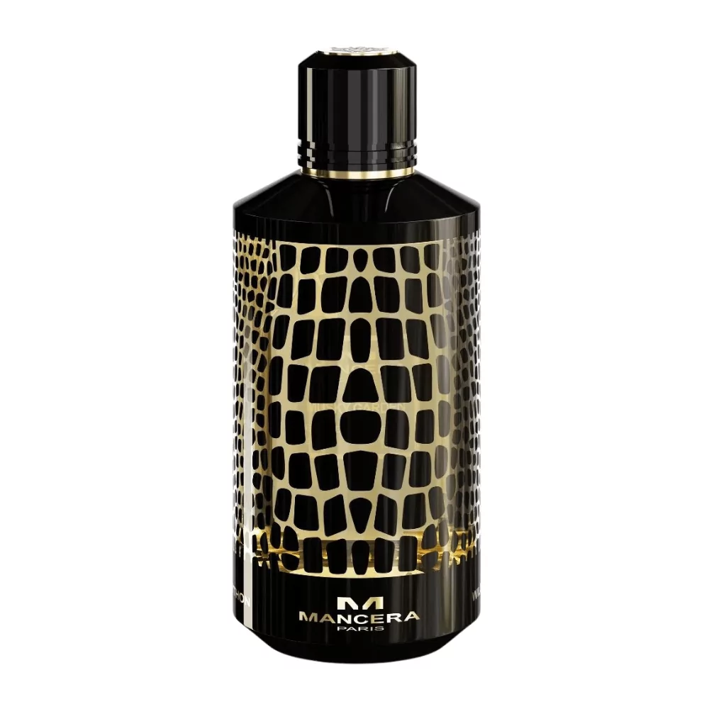 Mancera Wild Python Edp 120Ml Bottle With Floral Background, Emphasizing Its Seductive Tuberose And Peach Notes.