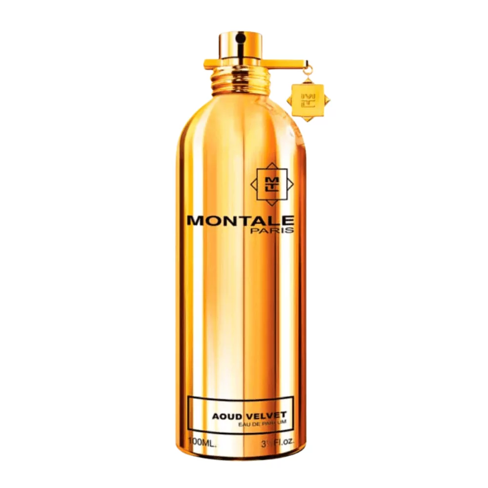 Montale Aoud Velvet Edp 100Ml Bottle Highlighting The Exotic Tiare And Oud Blend.