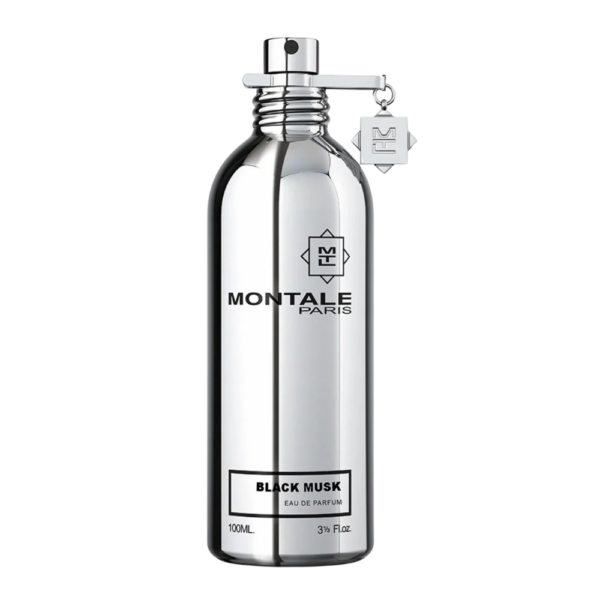 Montale Black Musk EDP 100ml bottle with a deep, intense background, highlighting pepper and musk notes.