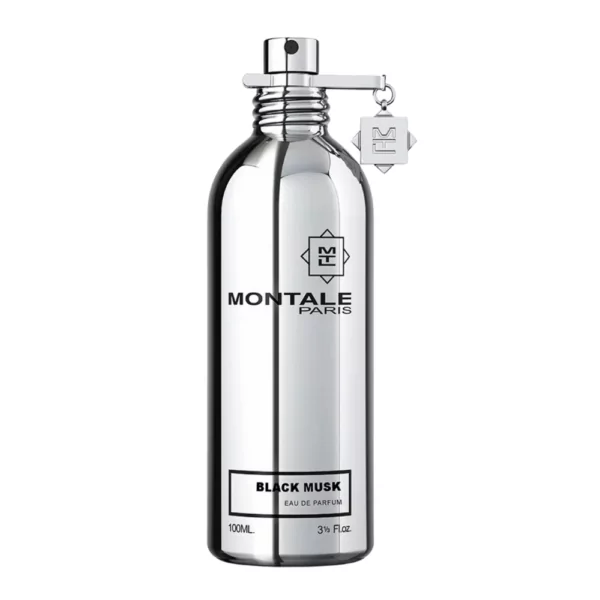 Montale Black Musk EDP 100ml bottle with a deep, intense background, highlighting pepper and musk notes.