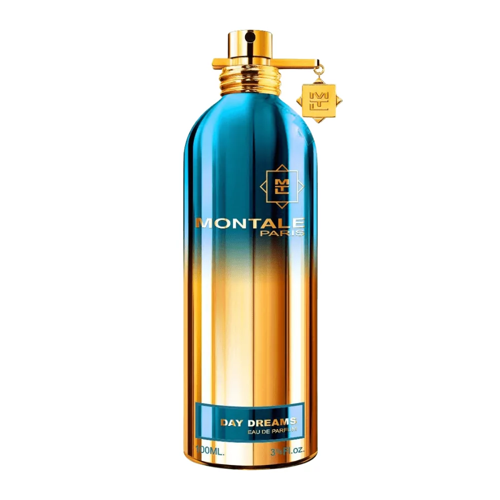 Montale Day Dreams Edp 100Ml Bottle With A Tropical-Inspired Background, Highlighting Jasmine And Coconut Notes.