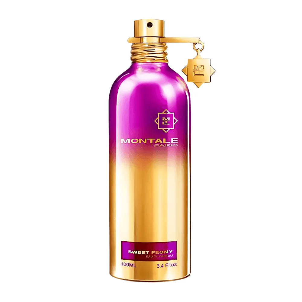 Montale Sweet Peony Edp 100Ml Bottle Set Against A Soft Floral Backdrop, Highlighting Notes Of Peony And Vanilla.