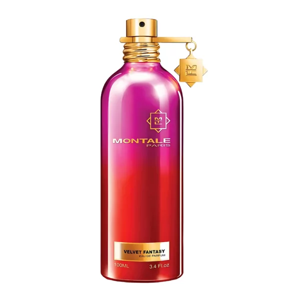 Montale Velvet Fantasy EDP Women 100ml bottle with a soft, dreamy background, highlighting violet and rose notes.