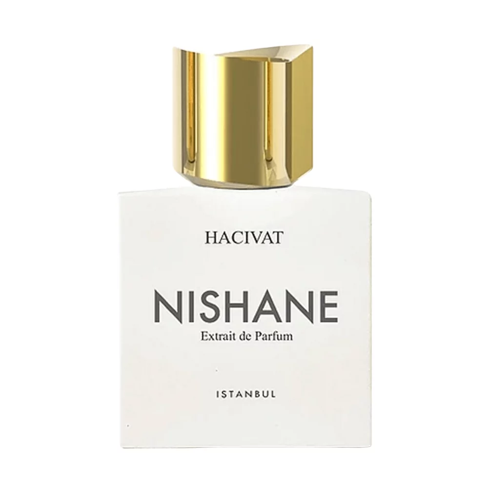 Nishane Hacivat Extrait 100Ml Bottle With A Fresh, Fruity Background Highlighting Pineapple And Oakmoss Notes.