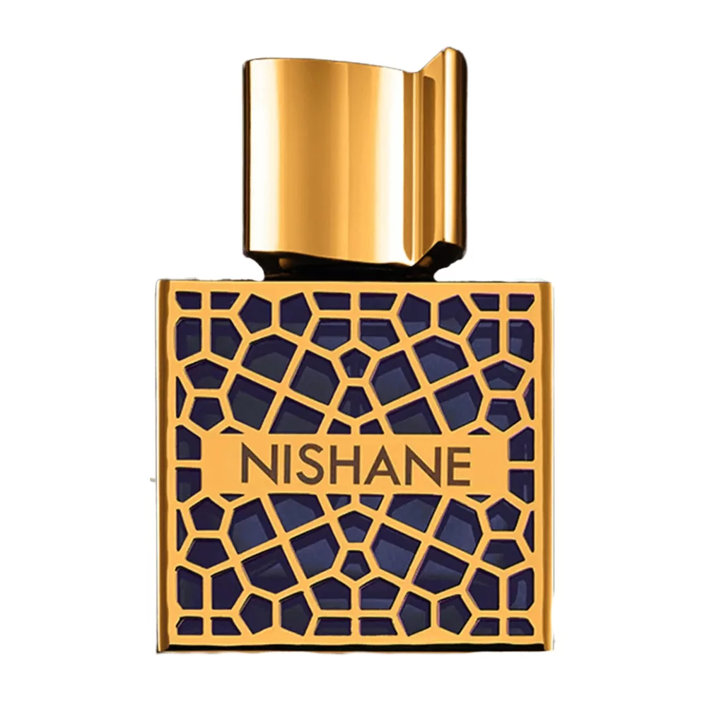 Nishane Mana Edp 50Ml Bottle With A Bold Background Highlighting Oud And Rose.