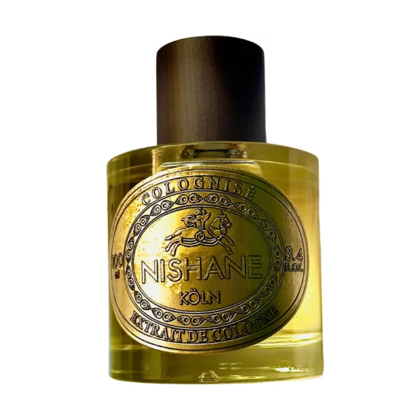 Nishane Safran Colognise Extrait de Cologne 100ml bottle on a luxurious background, highlighting notes of saffron, leather, and pink grapefruit.