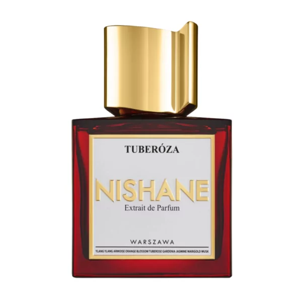 Nishane Tuberoza Extrait 50ml bottle with floral and woody notes of tuberose, gardenia, and amber.