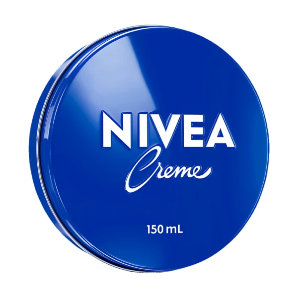 Nivea Creme Tin 150ml on a neutral background, showcasing its sleek and durable packaging.