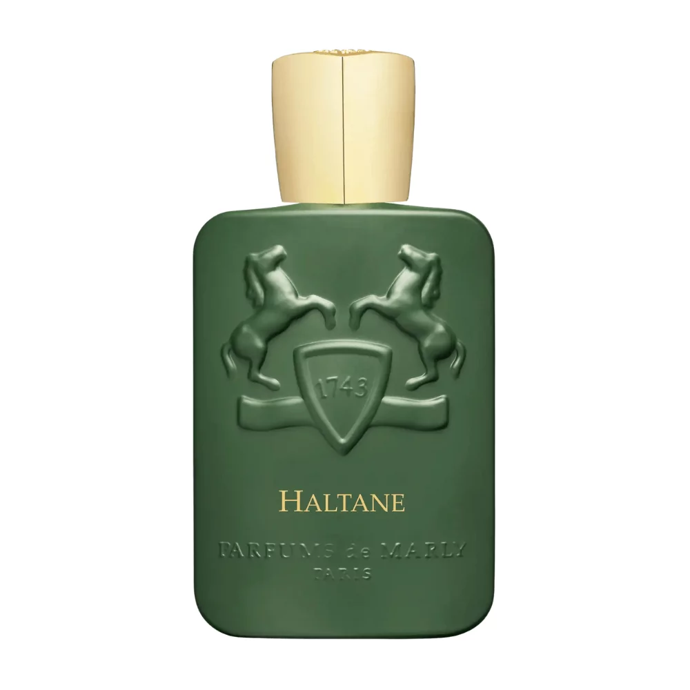 Parfums De Marly Haltane Edp 125Ml Bottle Against A Luxurious Background, Highlighting Oud And Lavender Notes.