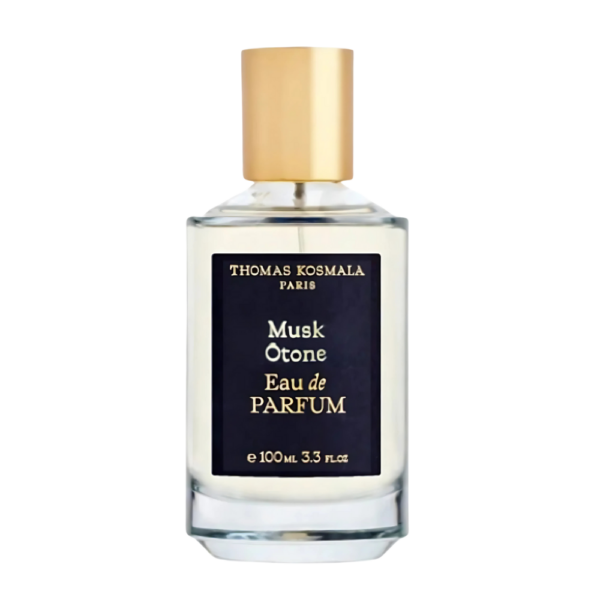 Thomas Kosmala Musk Otone EDP 100ml bottle against a soft, elegant background, showcasing iris and musk notes.