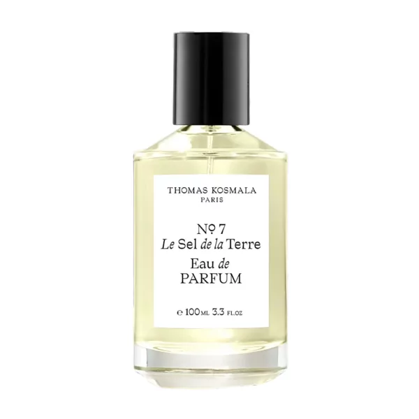 Thomas Kosmala Le Sel de la Terre No 7 EDP 100ml bottle against a light, airy background, highlighting marine and citrus notes.