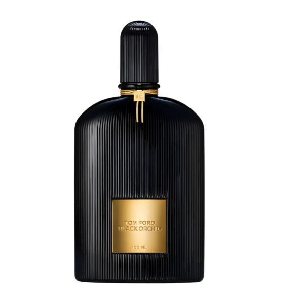 Tom Ford Black Orchid Eau de Parfum 100ml bottle, featuring a luxurious black design with notes of black truffle, black plum, and patchouli for a deep, sensual fragrance.