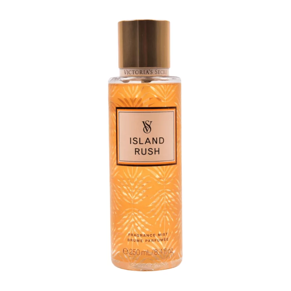 Victoria'S Secret Island Rush Body Spray Bottle In 250Ml Size, Featuring Tropical Gardenia And Coconut Fragrance.