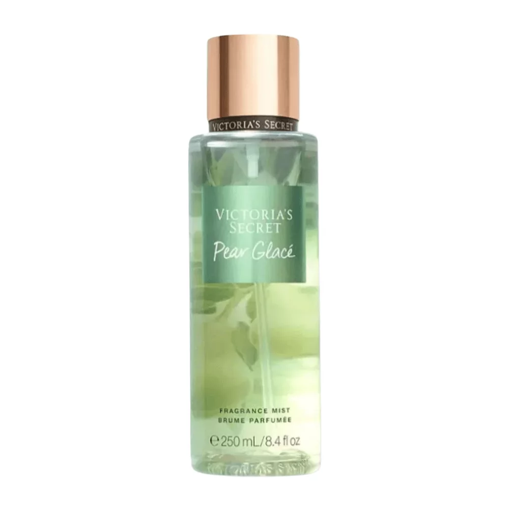 Victoria'S Secret Pear Glace Body Mist In A 250Ml Bottle, Featuring Notes Of Pear, Violet, And Aloe Vera For A Fresh, Fruity Scent.