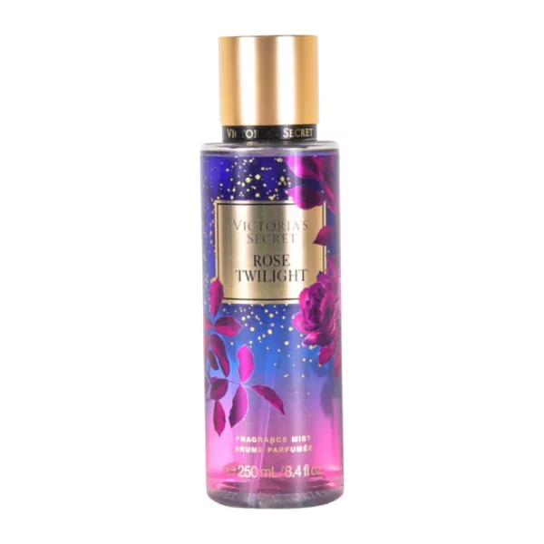 Victoria's Secret Rose Twilight Body Mist in a 250ml bottle, featuring floral notes of rose, orchid, and amber for an elegant fragrance.