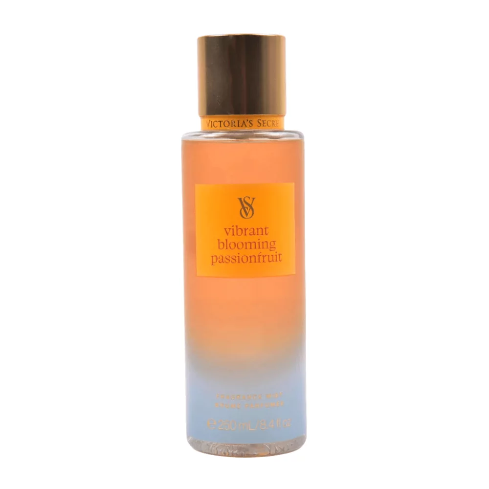 Victoria'S Secret Vibrant Blooming Passionfruit Mist In A 250Ml Bottle, Featuring Fruity Passionfruit, Sweet Peach, And Floral Notes For An Exotic Fragrance.