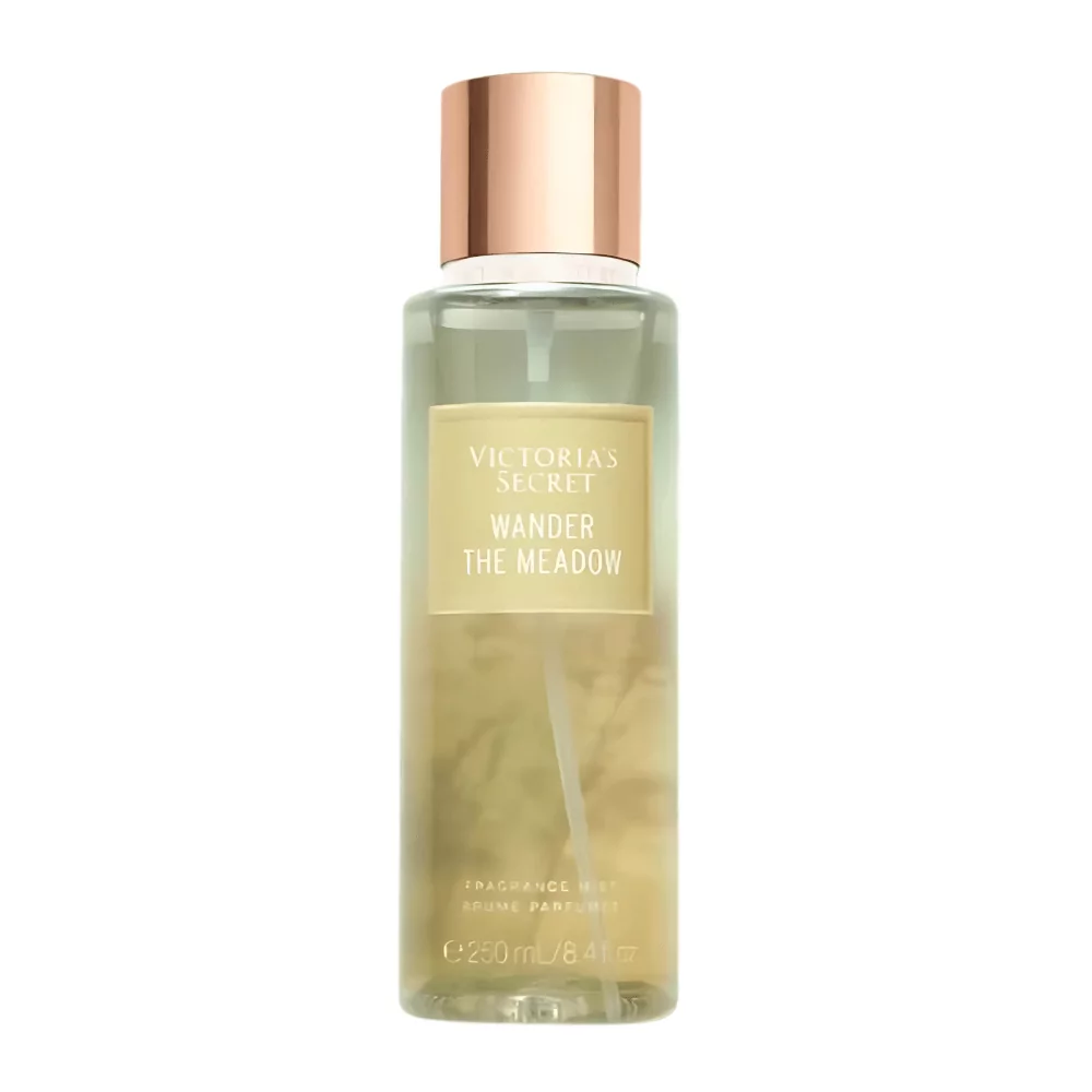 Victoria'S Secret Wander The Meadow Body Mist In A 250Ml Bottle, Featuring Notes Of Strawberry, Rhubarb, And Freesia For A Fruity Floral Scent.