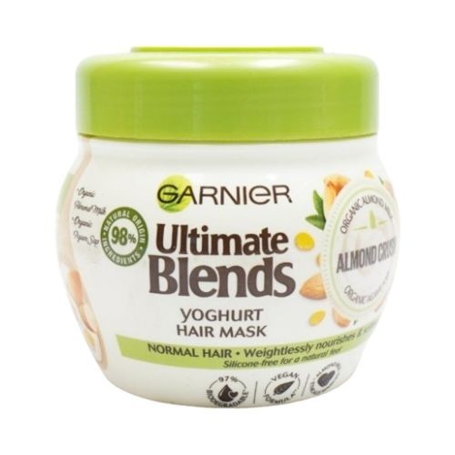 Garnier Almond Yogurt Hair Mask 300ml for dry, damaged hair, deeply moisturizes and repairs with almond oil and yogurt.