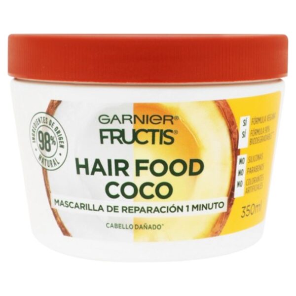 Garnier Fructis Hair Food Coco Mask 350ml nourishes and repairs dry hair with coconut extract, providing deep hydration and shine.