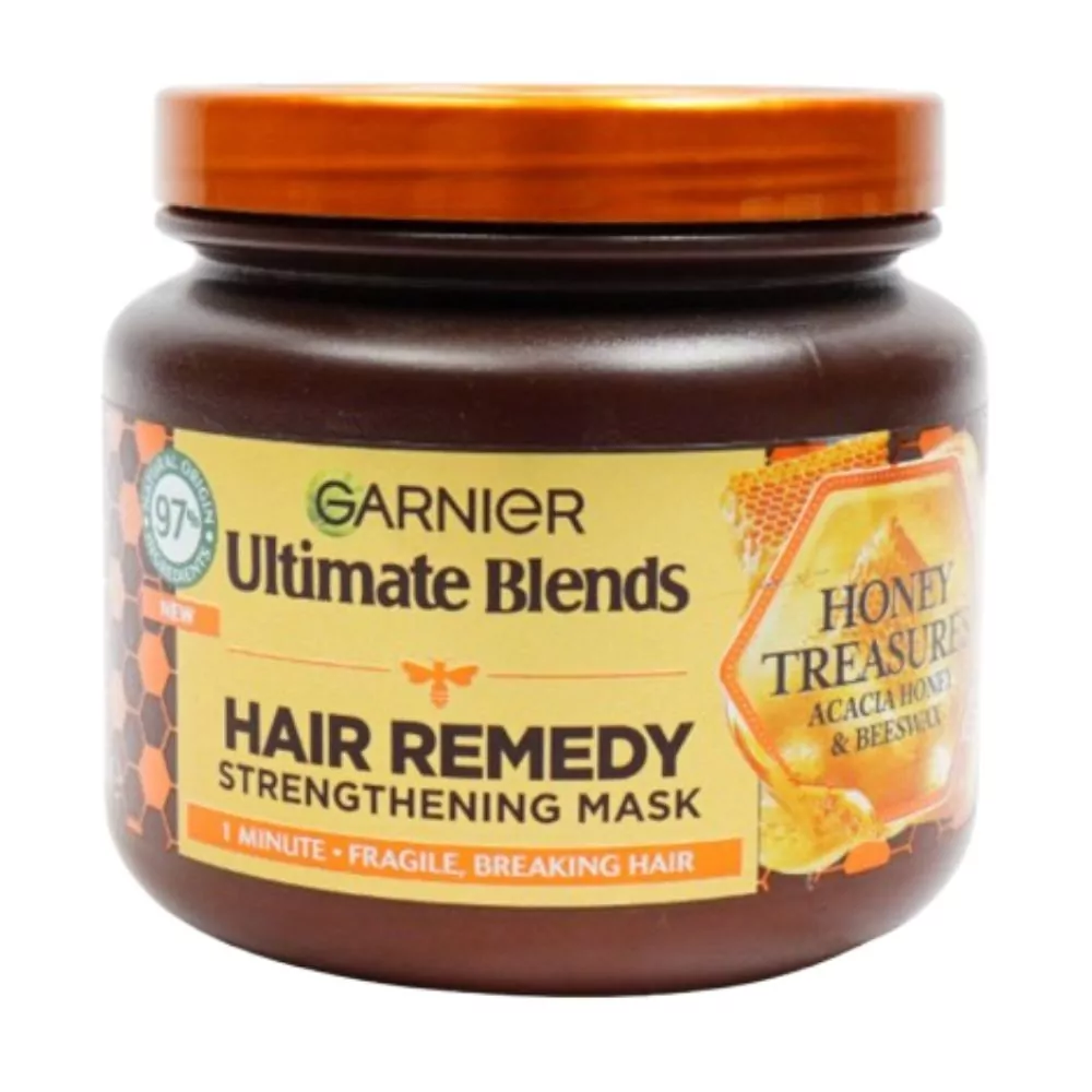 Garnier Honey Treasures Hair Mask 340Ml Strengthens Fragile Hair, Reduces Breakage And Split Ends, And Leaves Hair Soft And Shiny With Acacia Honey And Beeswax.