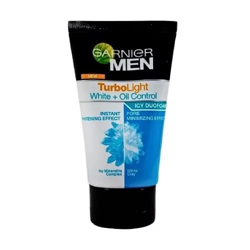 Garnier Men TurboLight Oil Control Duo Foam 100ml Oil-Free Cleanser for Men.