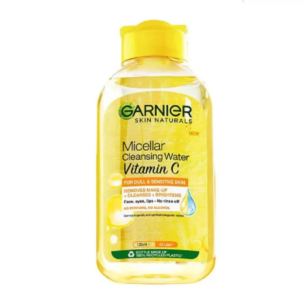 Garnier Vitamin C Micellar Water 125Ml Removes Makeup, Cleanses Skin, And Boosts Radiance With Vitamin C For A Brighter, Glowing Look.