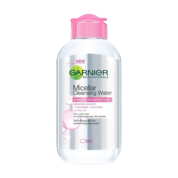 Garnier Micellar Cleansing Water 125ml, an all-in-1 formula that gently cleanses, removes makeup, and refreshes skin without rinsing.