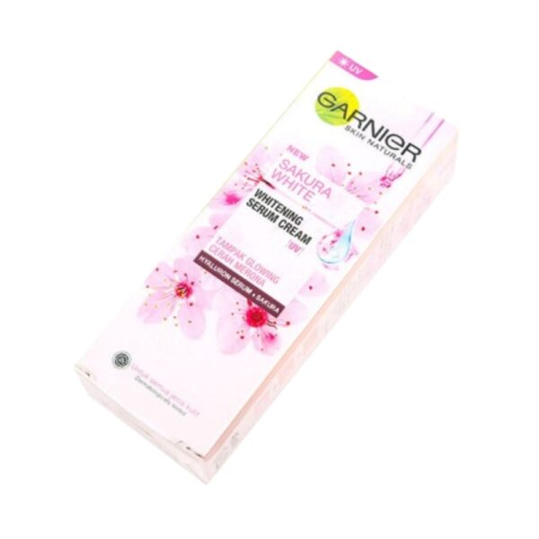 Garnier Sakura Whitening Serum Cream 40ml For Brightening and UV Protection for Radiant Skin.