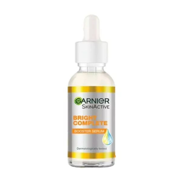 Garnier Bright Complete Vitamin C Serum 15ml with Vitamin C and Yuzu Lemon Extract brightens skin and reduces dark spots for a radiant complexion.