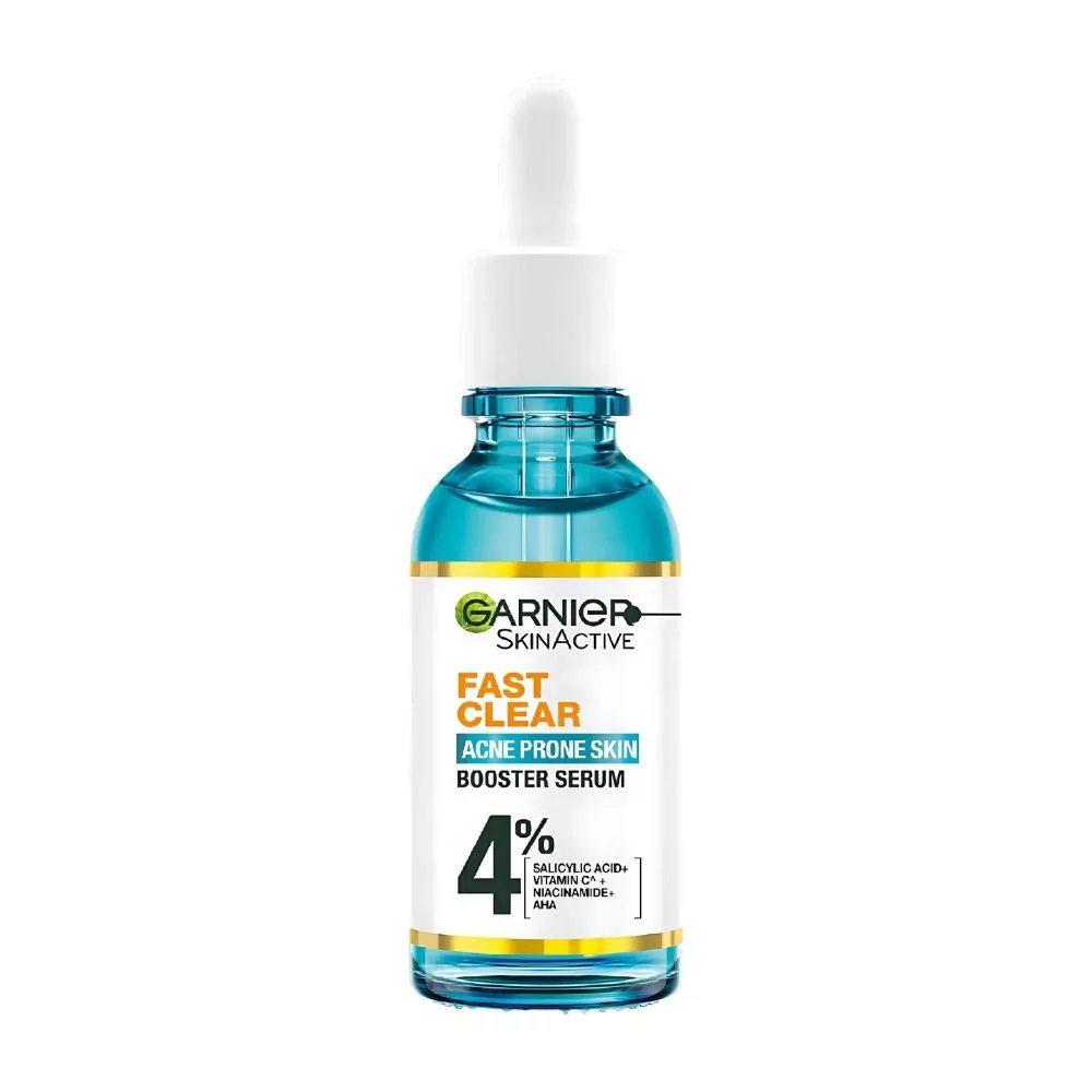 Garnier Fast Clear Booster Serum 15Ml, Enriched With Salicylic Acid, Vitamin C, And Niacinamide, Clears Acne, Reduces Oil, And Brightens Skin.