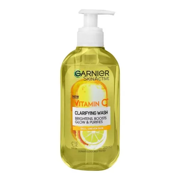 Garnier Skin Active Vitamin C Brightening Gel Cleanser 200ml, with Vitamin C and citrus extracts, brightens and purifies dull skin.