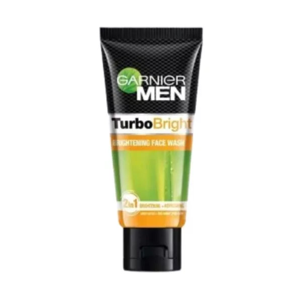 Garnier Turbo Bright Face Wash 100ml, enriched with lemon extract and antioxidant grape water, cleanses and brightens men’s dull, tired skin.