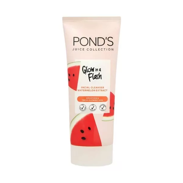 Pond's Glow In A Flash Facial Cleanser - Hydrating face wash with watermelon extract for refreshed and radiant skin.