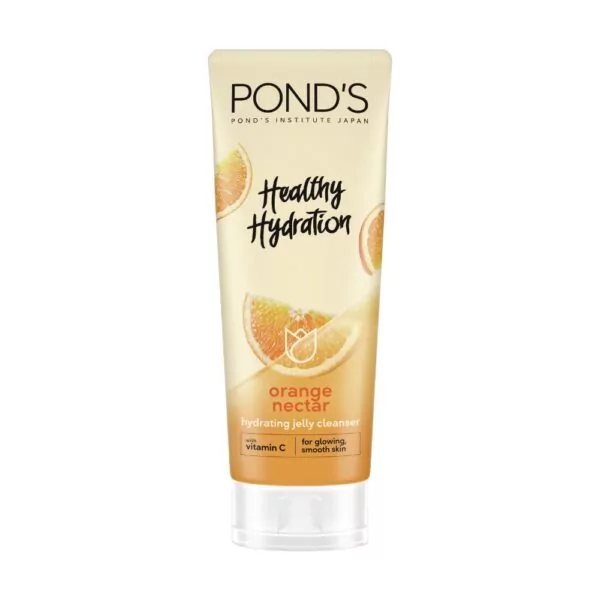 Pond's Healthy Hydration Orange Nectar Gel Cleanser - Gentle and hydrating face wash with orange nectar for glowing skin.