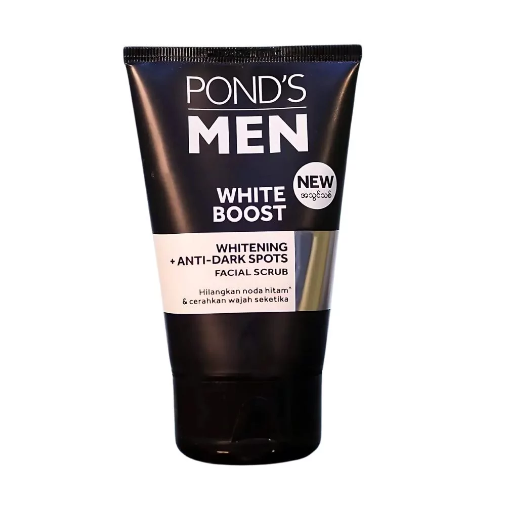 Pond'S Men White Boost Face Scrub - Brightening And Exfoliating Scrub For An Even, Glowing Complexion.