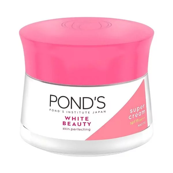 Pond's White Beauty Skin Perfecting Super Cream Matte SPF 15 - Brightening cream with SPF protection for radiant, oil-free skin.