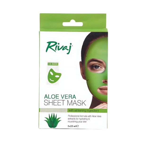 Rivaj Aloe Vera Sheet Mask - Hydrates, soothes dry skin, and unclogs pores for soft, glowing skin.