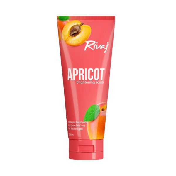 Rivaj Apricot Brightening Scrub 200ml - Exfoliates dead skin, brightens tone, reduces acne, and removes blackheads.