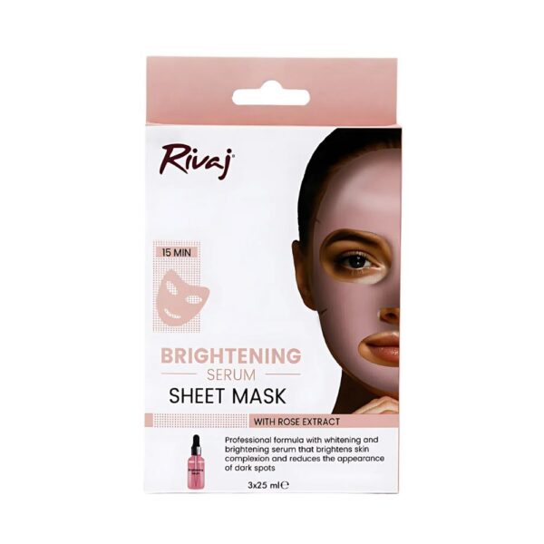 Rivaj Brightening Serum Sheet Mask - Exfoliates, balances skin tone, and brightens dull spots for radiant, smooth skin.