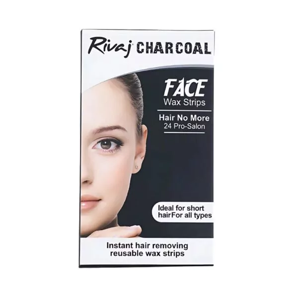 Rivaj Charcoal Face Wax Strips - Removes facial hair and unclogs pores for smooth, radiant skin.