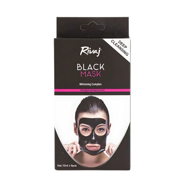 Rivaj Deep Cleansing Black Mask - Pack of 6 sachets for blackhead removal, deep pore cleansing, and refreshed skin.