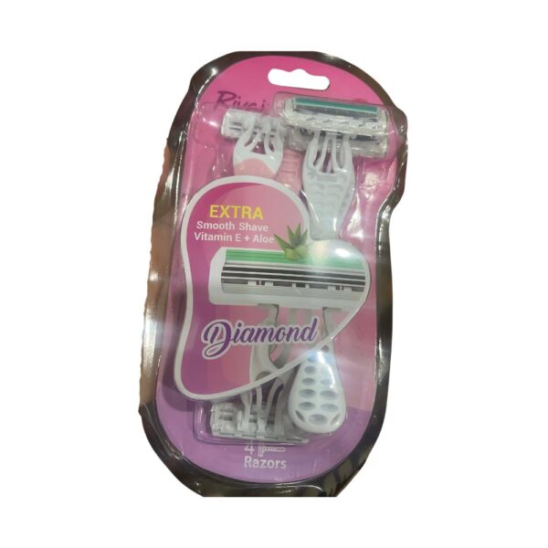 Rivaj Ladies Extra Smooth Diamond Razor - Pack of 4 - Comfortable and safe shaving solution for women.