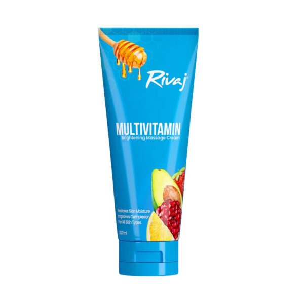 Rivaj Multi Vitamin Brightening Massage Cream 200ml - Hydrates, brightens, and soothes skin for a radiant glow.