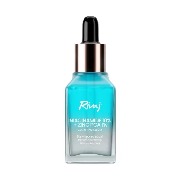 Rivaj Niacinamide 10% + Zinc PCA 1% Clarifying Face Serum 30ml - Fights oil, clears blemishes, and calms redness for smooth and healthy skin.