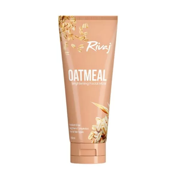 Rivaj Oatmeal Brightening Facial Mask 200ml - Exfoliates, absorbs oil, soothes irritation, and brightens skin for a glowing complexion.