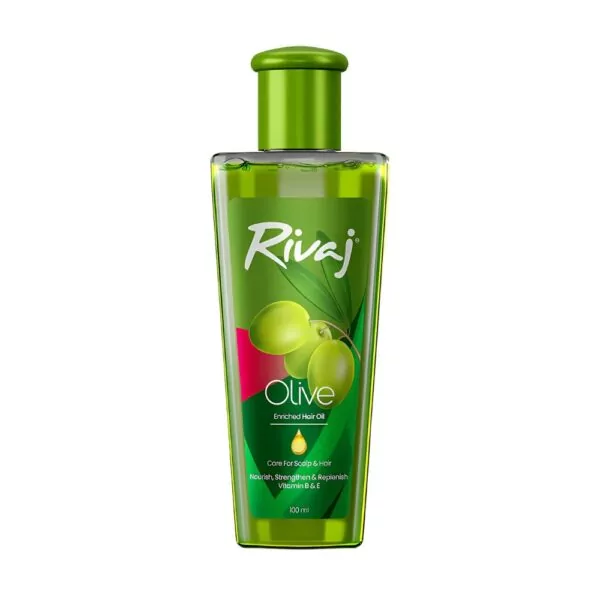 Rivaj Olive Enriched Hair Oil 100ml - Deeply hydrates, repairs damage, and strengthens hair with natural olive oil.