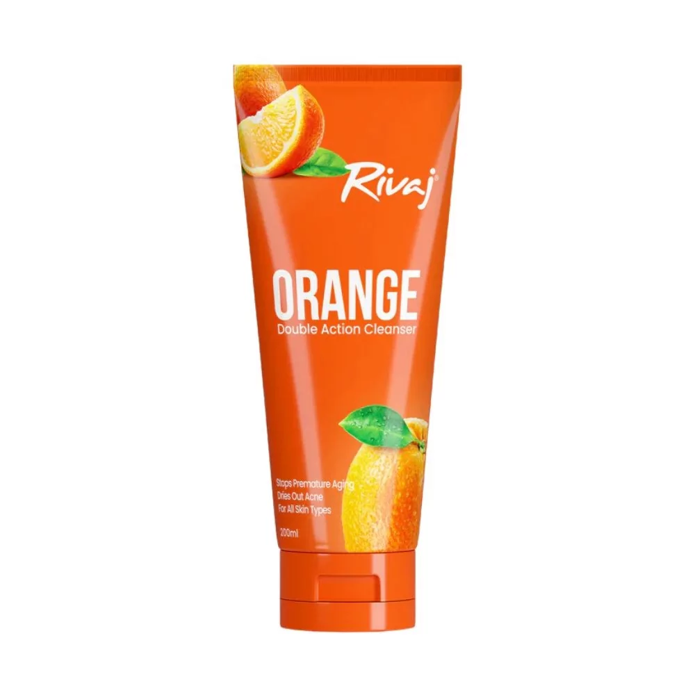 Rivaj Orange Double Action Cleanser 200Ml - Deeply Cleanses, Removes Dead Skin, Brightens Skin, And Reduces Wrinkles For A Fresh, Glowing Look.