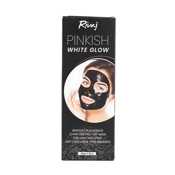 Rivaj Pinkish White Glow Charcoal Black Peel Off Mask 100ml - Removes blackheads, cleans pores, and boosts glow.