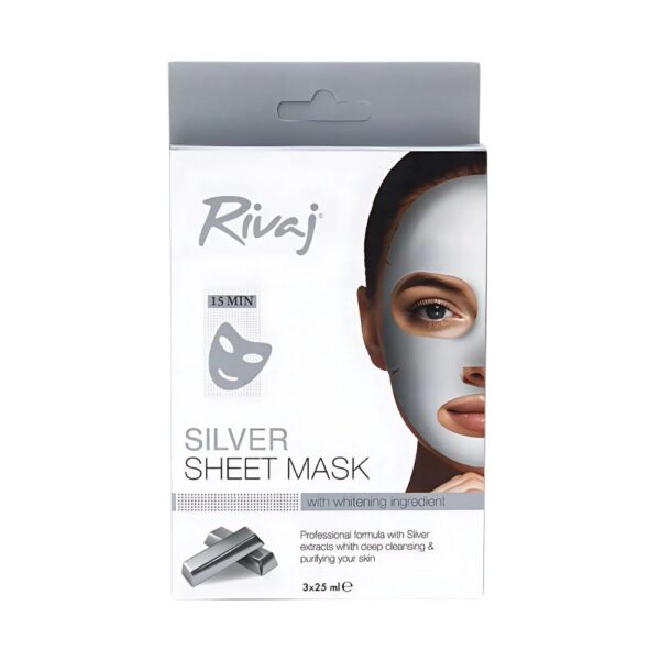 Rivaj Silver Sheet Mask - Tightens skin, reduces wrinkles, and treats acne for smooth, glowing skin.