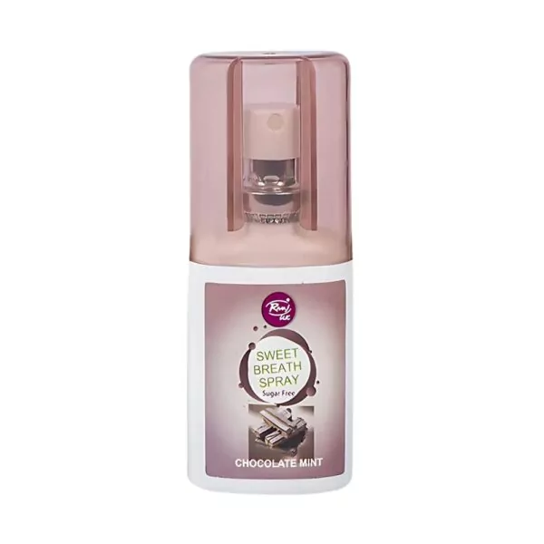 Rivaj Sweet Breath Spray Chocolate Mint - Pocket-sized breath freshener with a delicious chocolate and mint flavor.